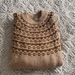 Oversized Fair Isle Sweater in Camel Confetti